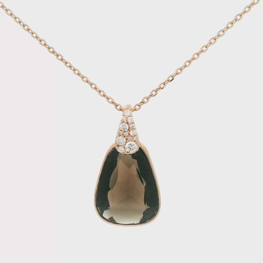 Smoky Quartz & Pave Set Diamond Necklet