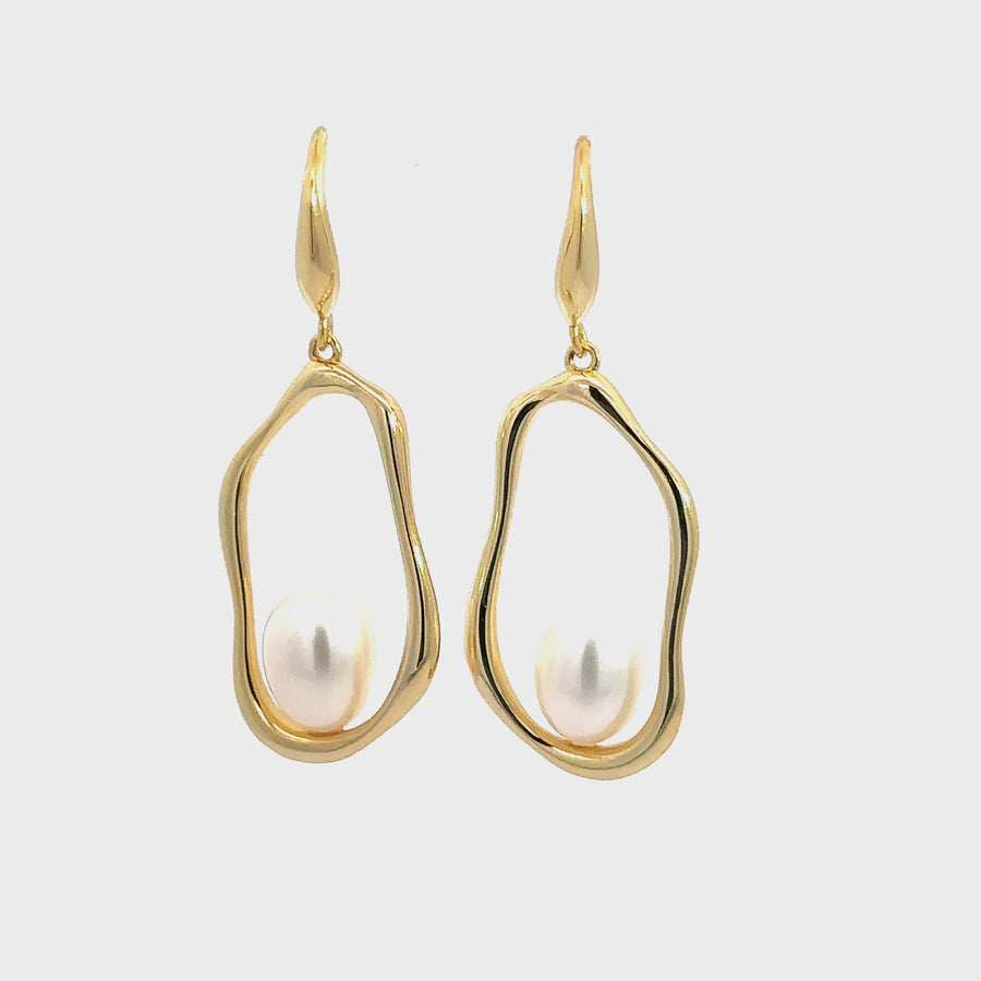 Yellow Gold Plated Sterling Silver & Fresh Water Pearl Drops