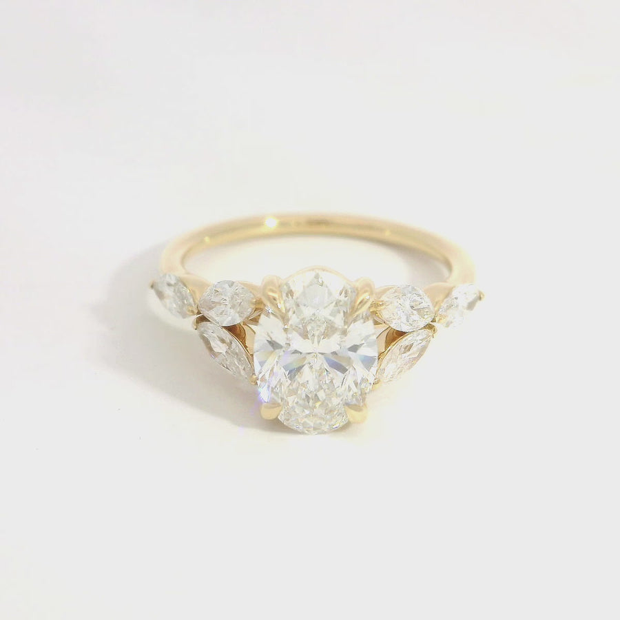 Oval Cut Lab Grown Diamond & Yellow Gold Engagement Ring