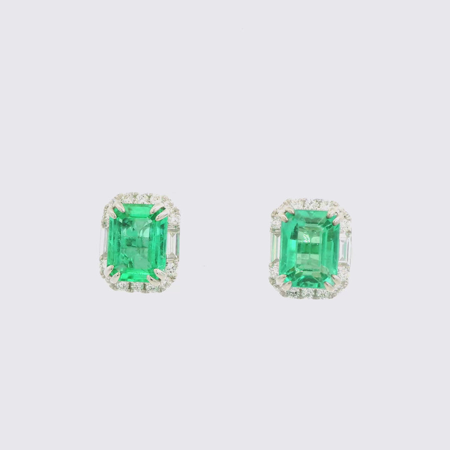Emerald, Diamond & White Gold Studs