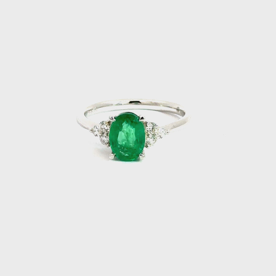 Emerald, Diamond & White Gold Dress Ring