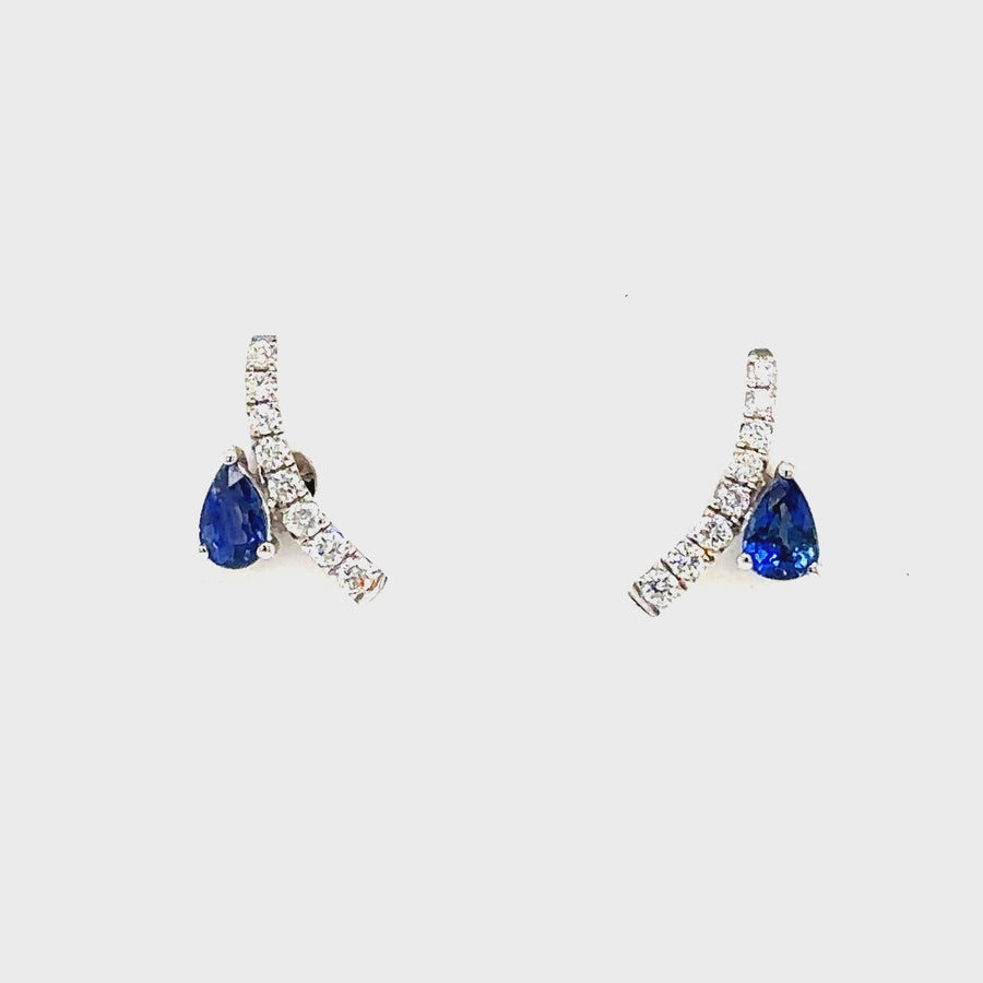 Pear Cut Sapphire & Diamond Studs