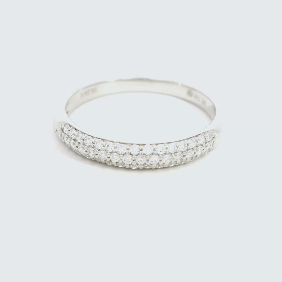 Pave Set Diamond & White Gold Band