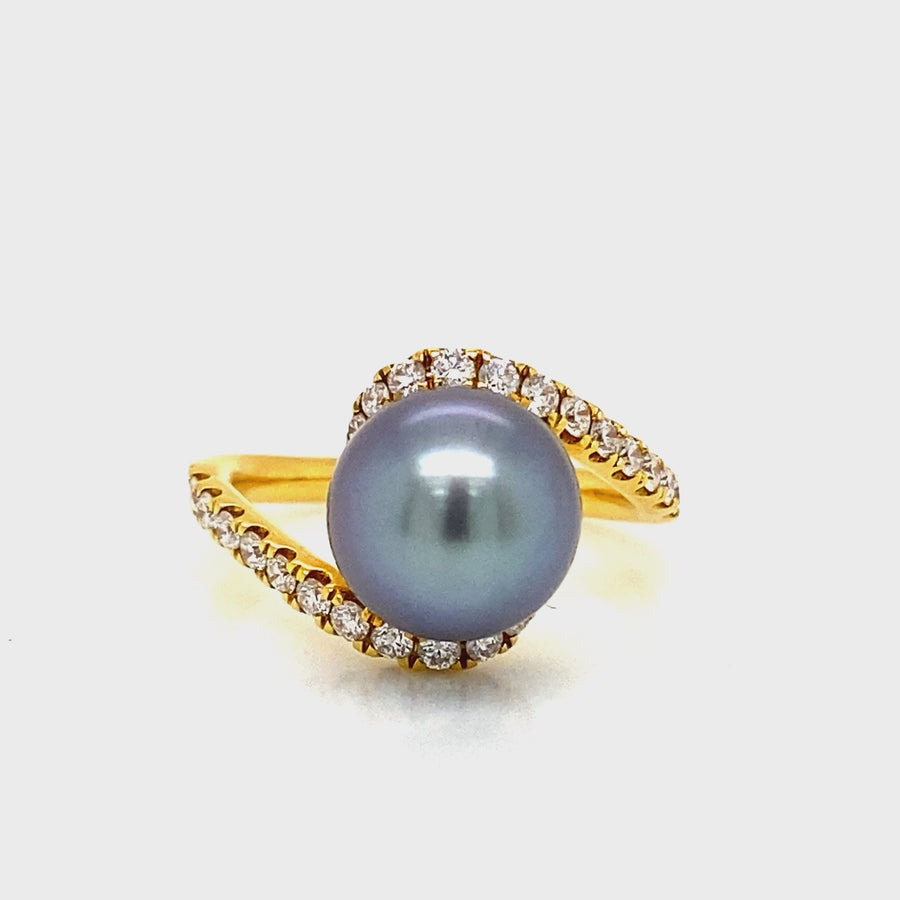 Tahitian Pearl & Diamond Twist Dress Ring