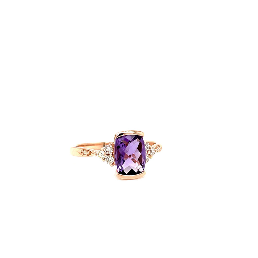 Amethyst, Diamond & Rose Gold Dress Ring