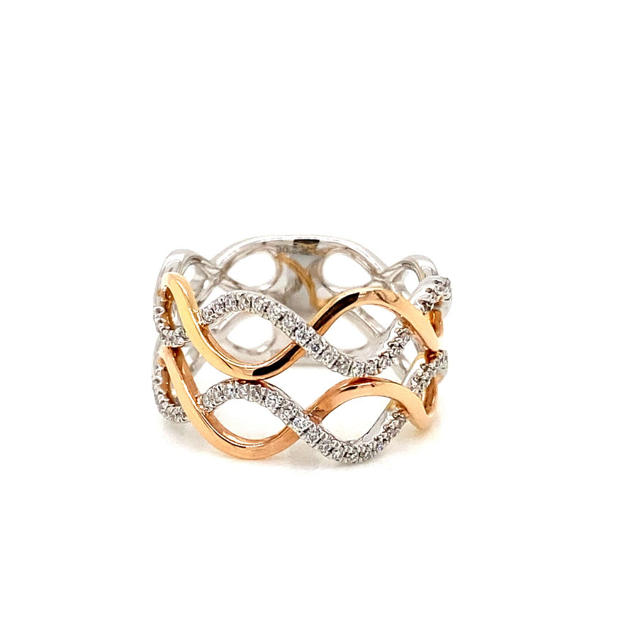 White & Rose Gold Diamond Dress Ring
