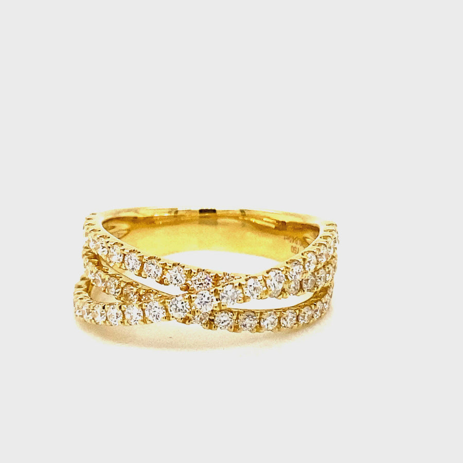 Crossover Diamond & Yellow Gold Dress Ring