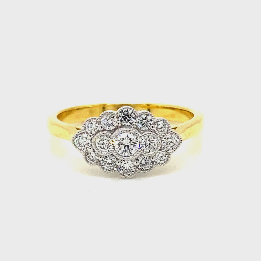 Antique Style Diamond & Yellow Gold Ring