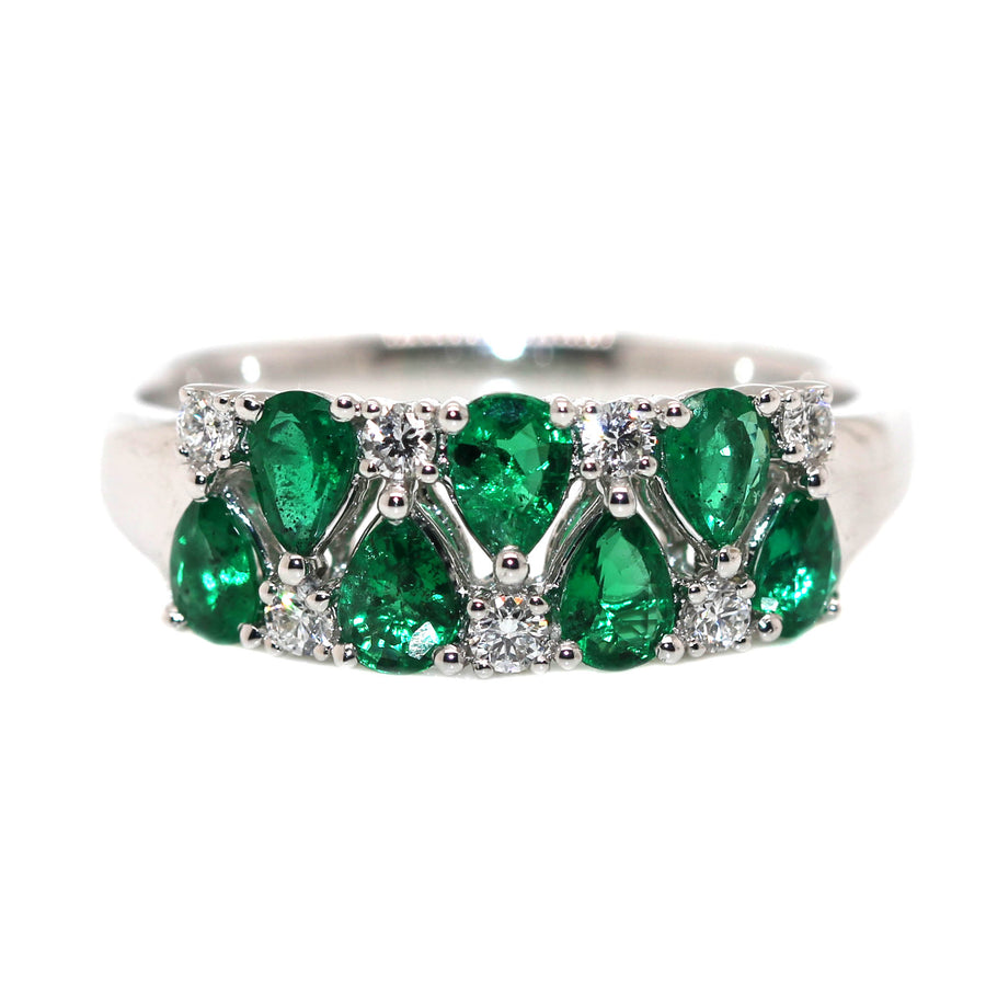 Emerald & Diamond Pear Dress Ring
