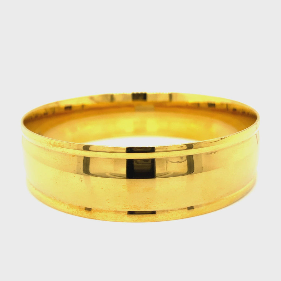 Stainless Steel & Yellow Gold Plated Wide Bangle