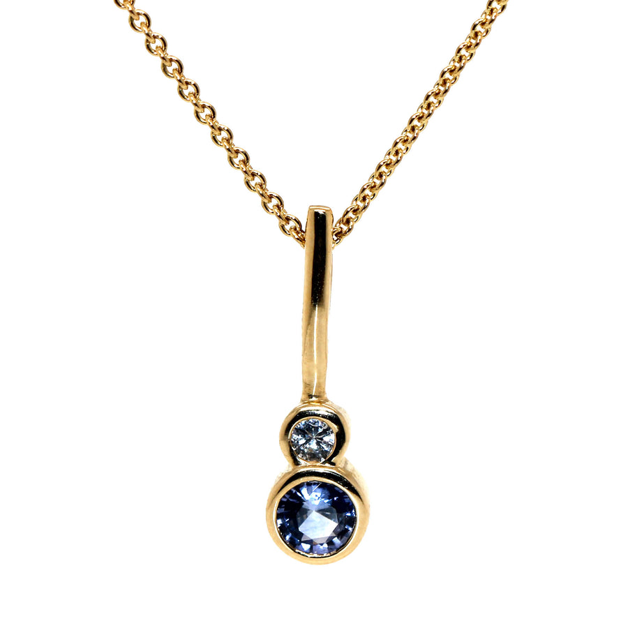 Sapphire, Diamond & Yellow Gold Pendant