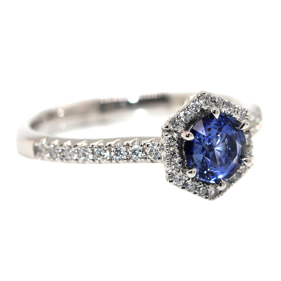 Ceylon Sapphire & Diamond Hexagon Ring