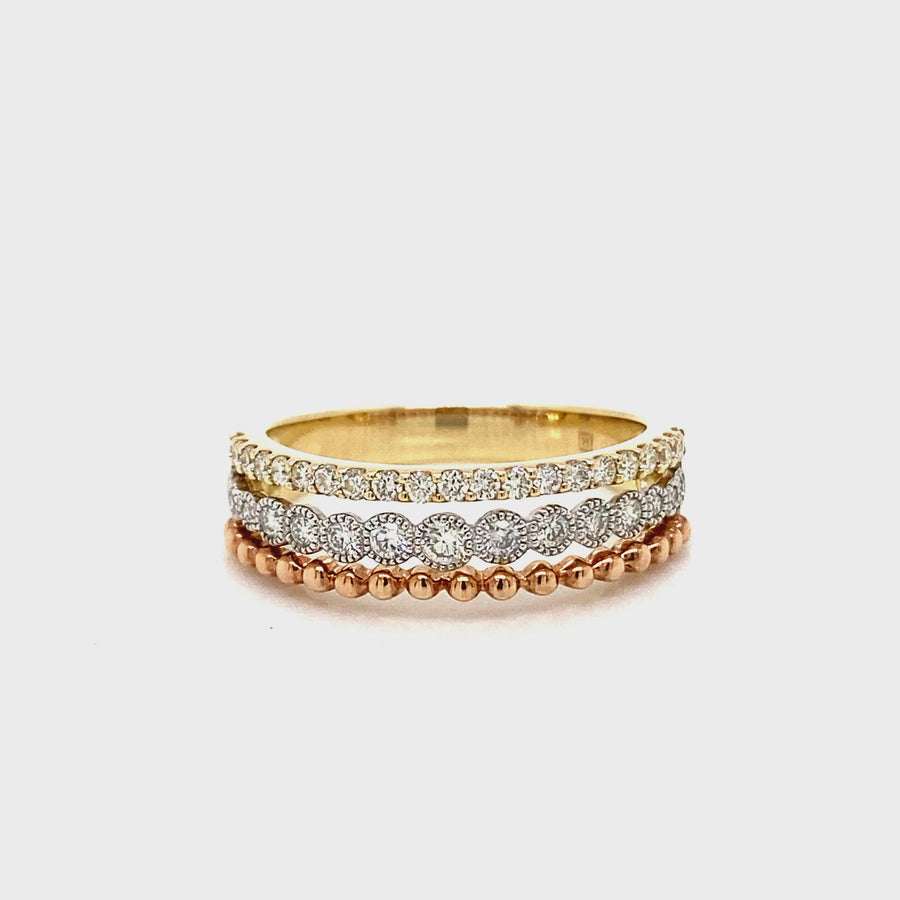 Diamond Three Tone Dress Ring