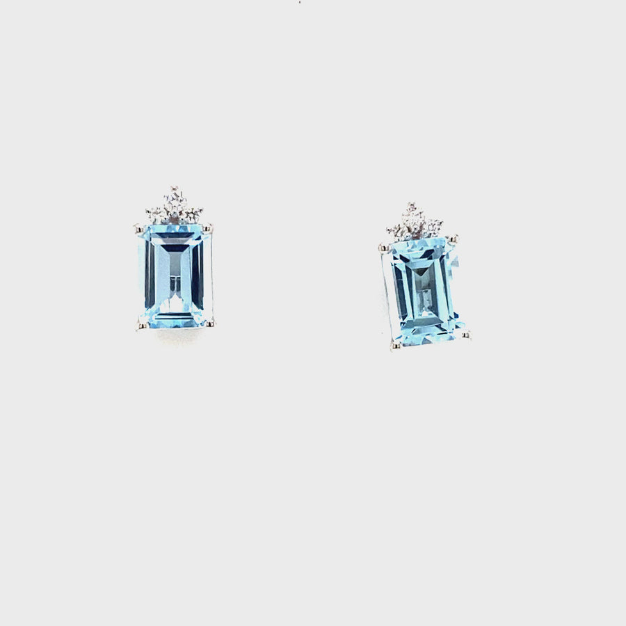 Aquamarine & Diamond Studs