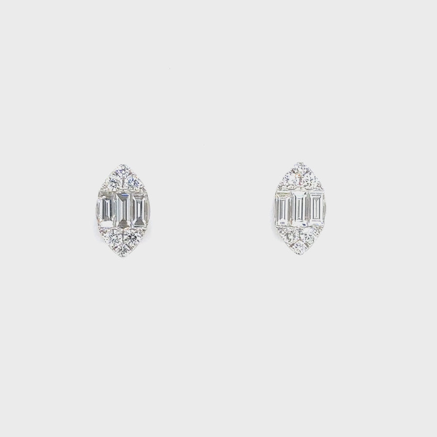 Marquise Shaped Invisible Set Diamond Studs