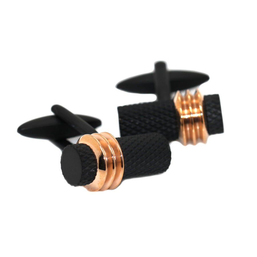 Stainless Steel, Black IP & Rose Gold Plated Cufflinks