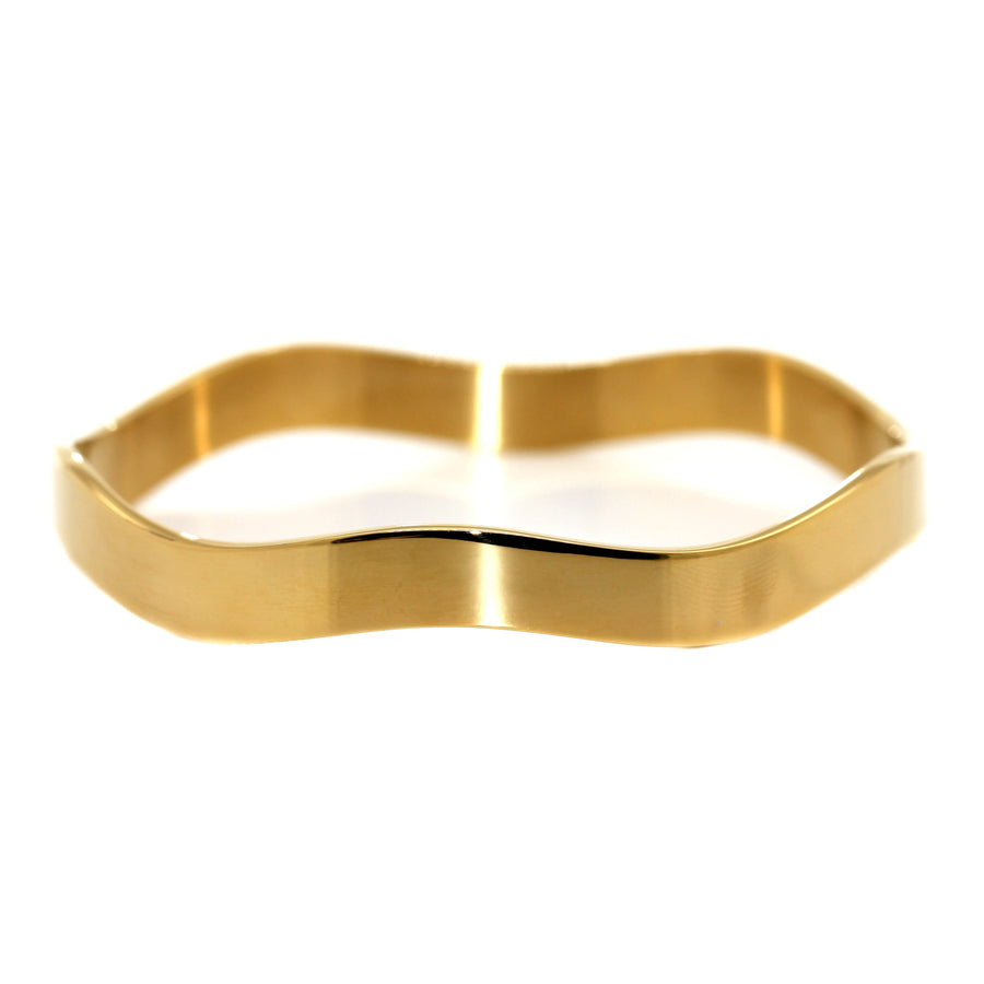 Yellow Gold Plated Stainless Steel Wave Bangle