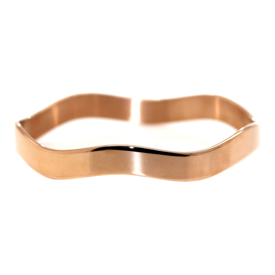 Rose Gold Plated Stainless Steel Wave Bangle