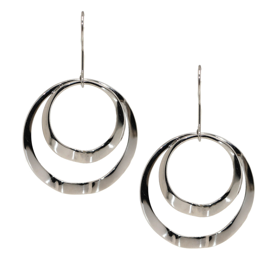 Double Circle Stainless Steel Drop Earrings
