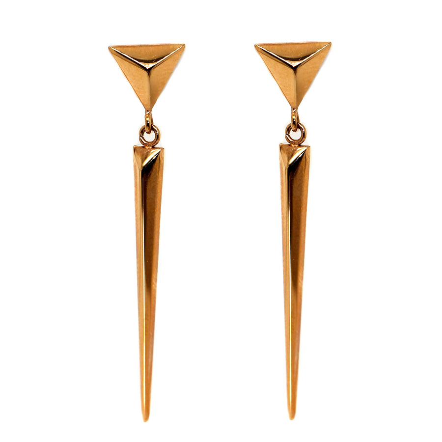 Stainless Steel & Rose Gold Plated Spear Drop Earrings