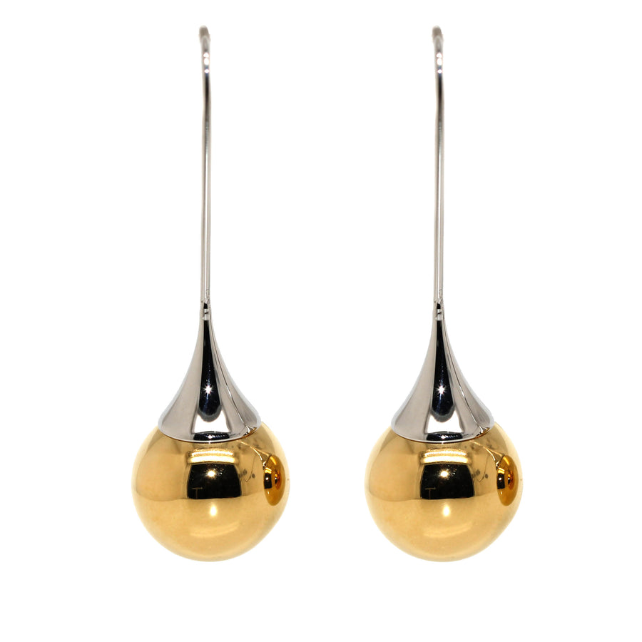 Stainless Steel & Yellow Gold Plated Drop Earrings