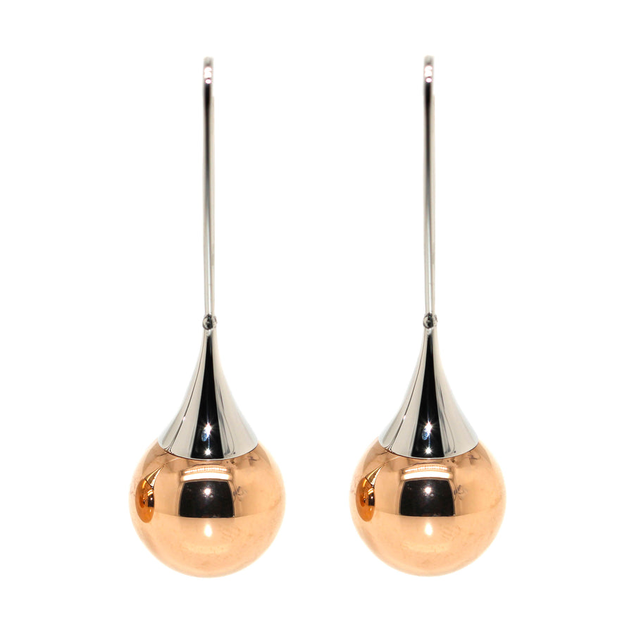 Stainless Steel & Rose Gold Plated Drop Earrings