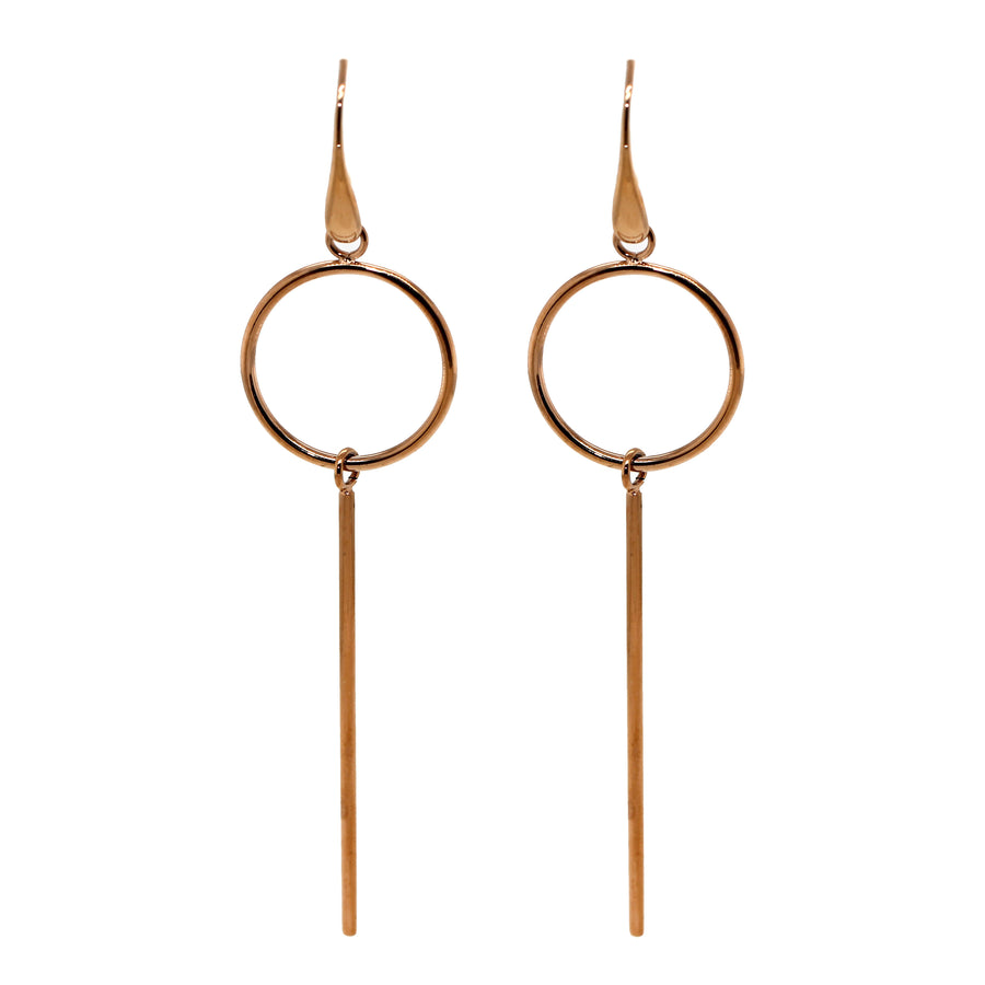 Stainless Steel & Rose Gold Plated Circle Bar Earrings