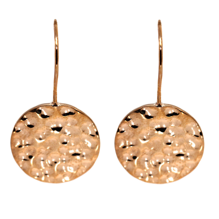 Rose Gold Plated Stainless Steel Circle Shaped Hammered Drops