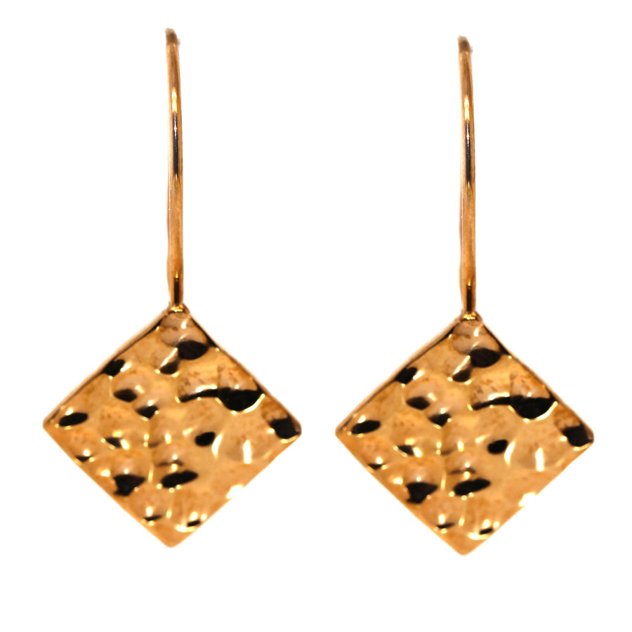 Rose Gold Plated Stainless Steel Diamond Shaped Hammered Drops