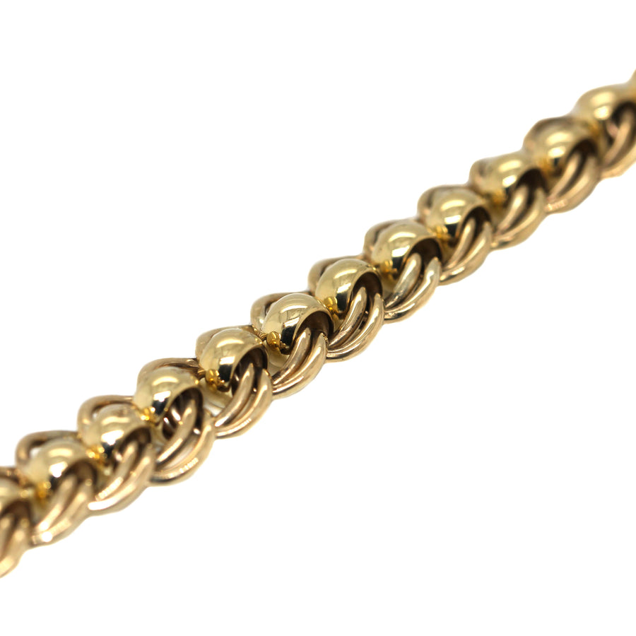 Yellow Gold Double Curb Roller Link Bracelet