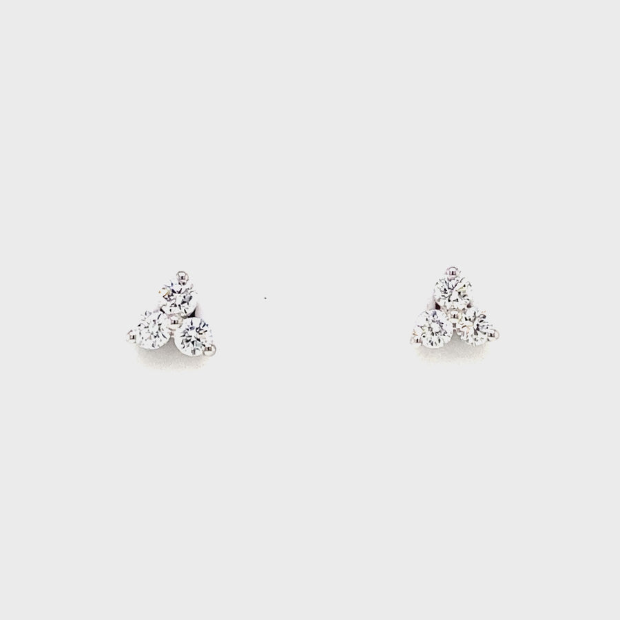 Diamond & White Gold Three Prong Studs