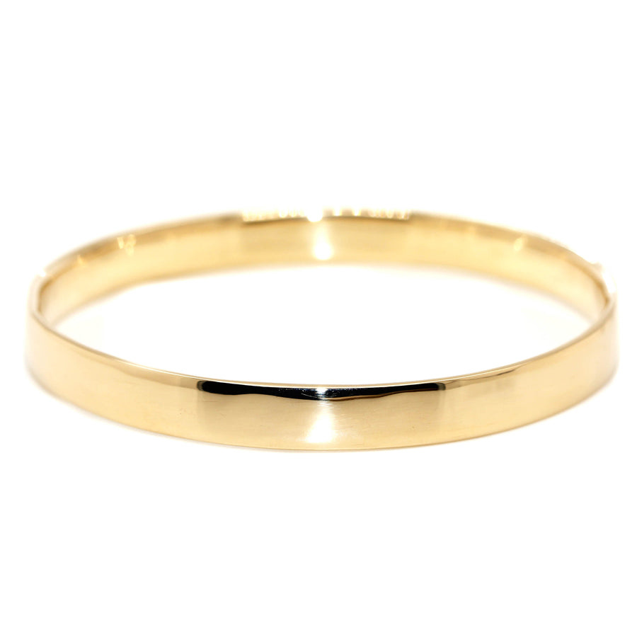 Handmade Yellow Gold Flat Round Bangle