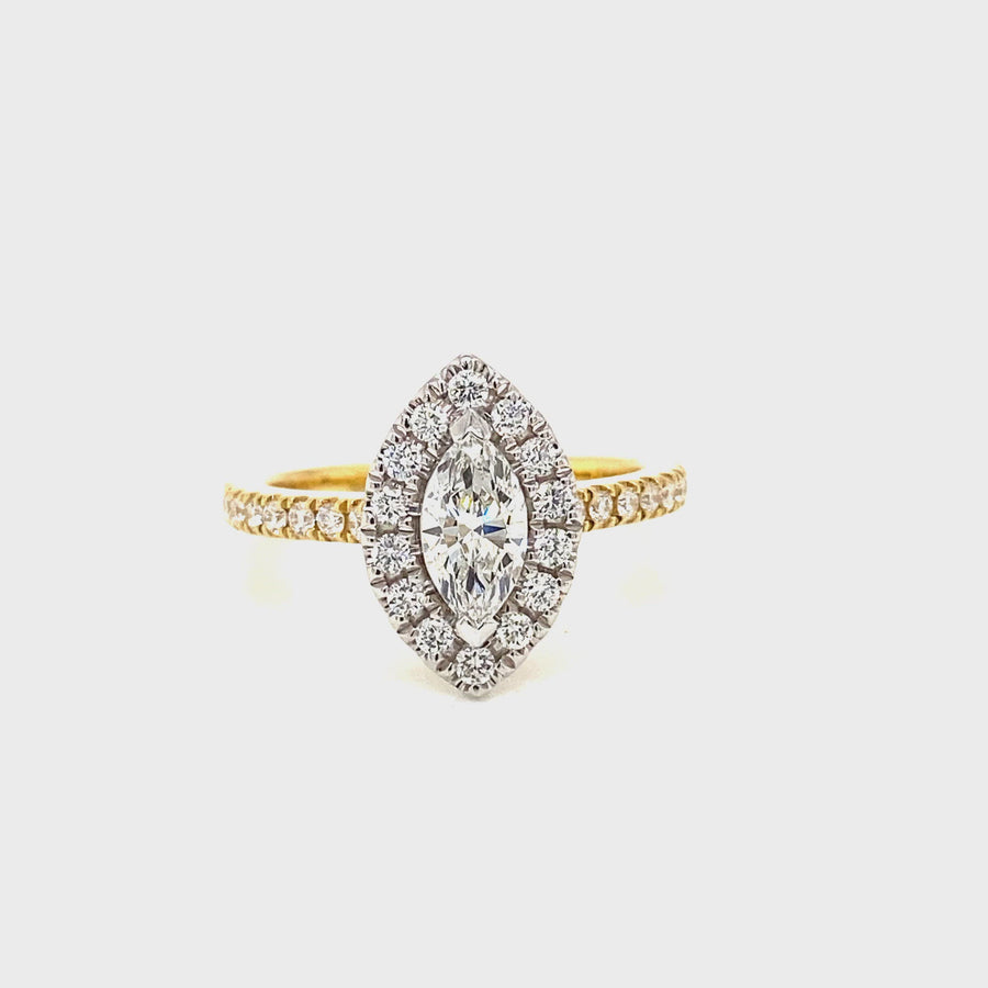 Marquise Cut Diamond & Yellow Gold Engagement Ring