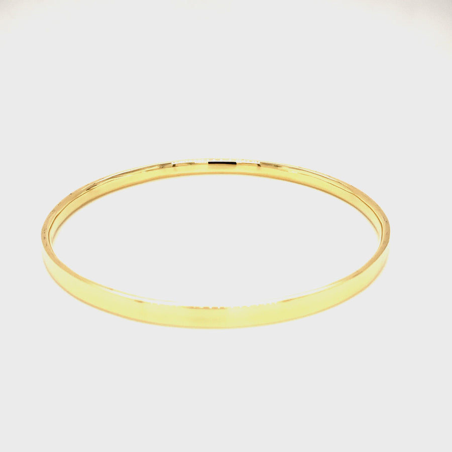 Handmade Yellow Gold Flat Bangle