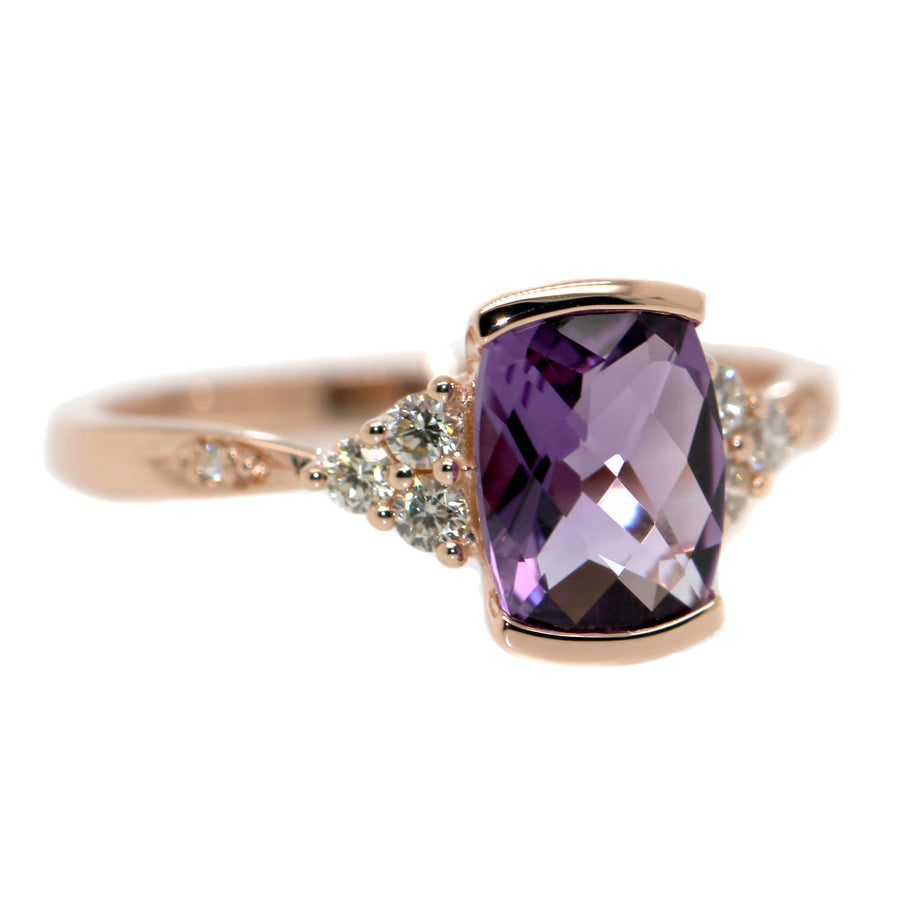 Amethyst, Diamond & Rose Gold Dress Ring