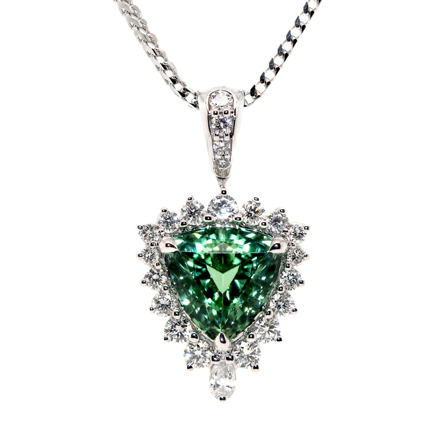 Mint Green Tourmaline & Diamond Pendant