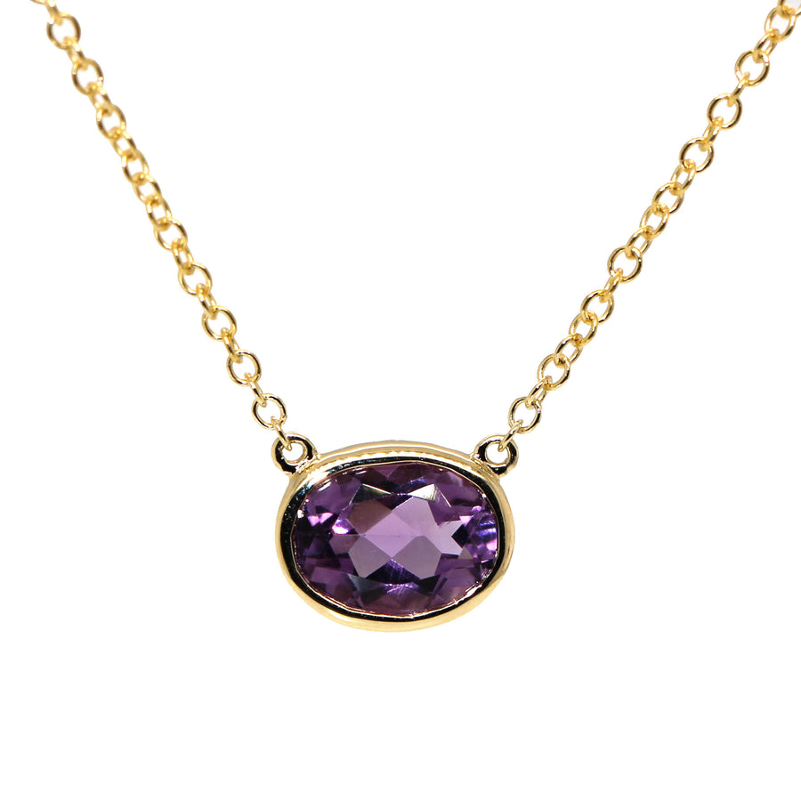 Oval Cut Amethyst & Yellow Gold Necklet
