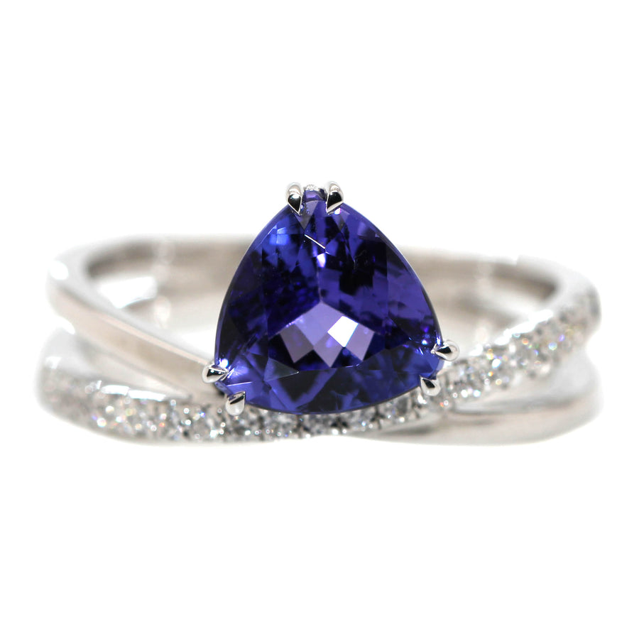 Trilliant Tanzanite & Diamond Dress Ring