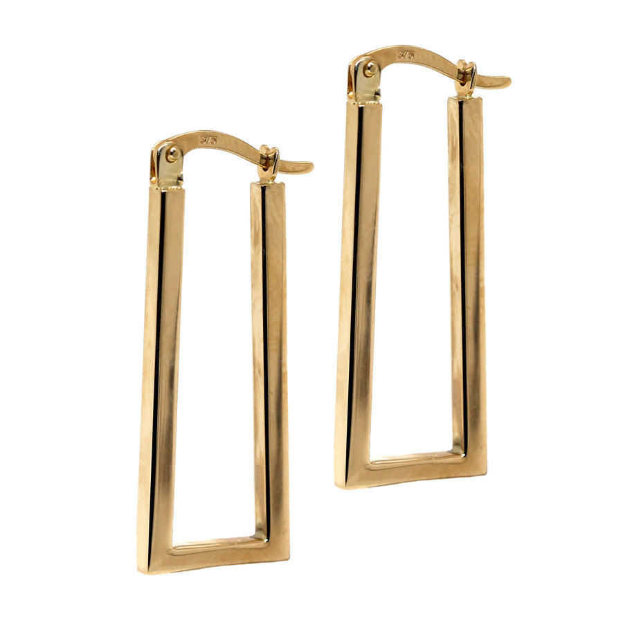 Yellow Gold Rectangle Shaped Hoops