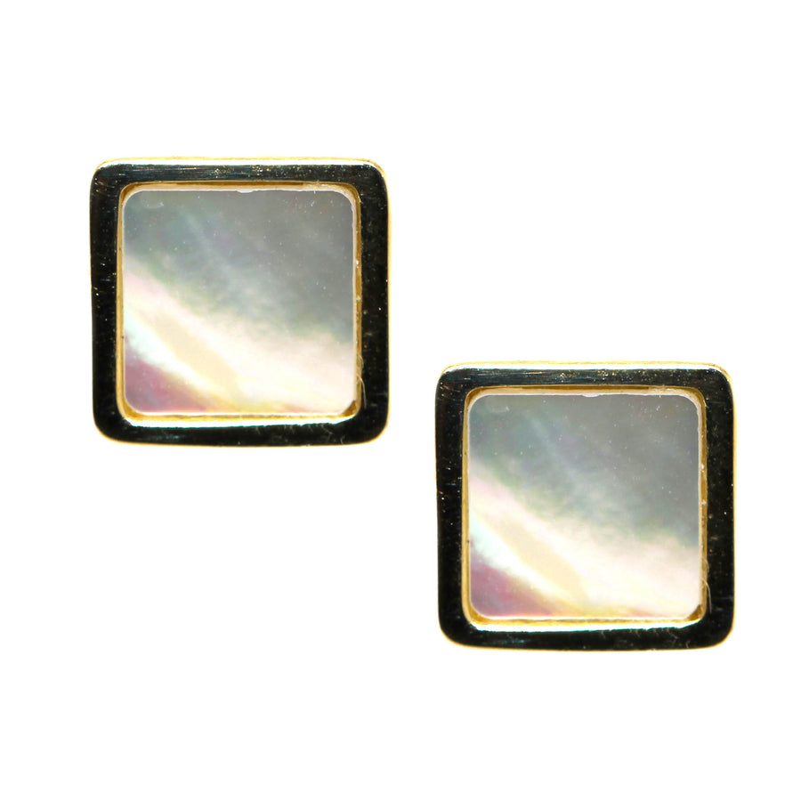 Mother of Pearl & Yellow Gold Studs