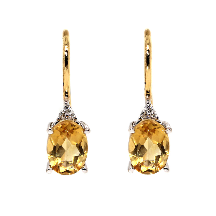Citrine, Diamond & Yellow Gold Earrings