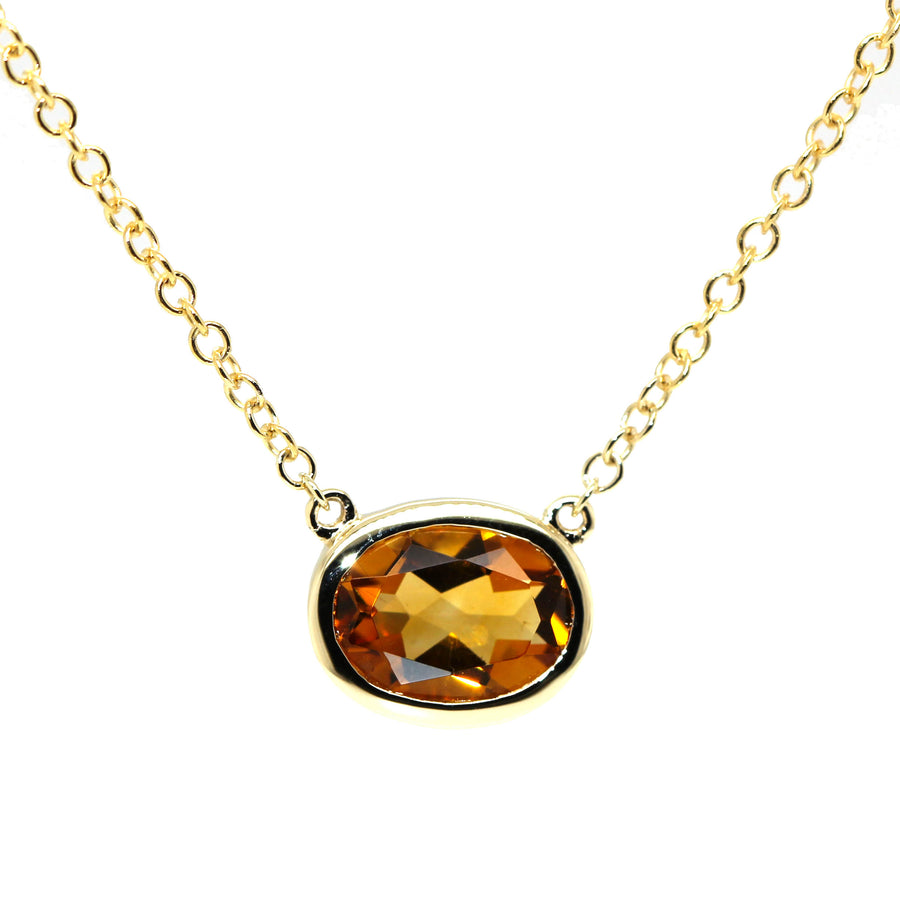 Oval Cut Citrine & Yellow Gold Necklet