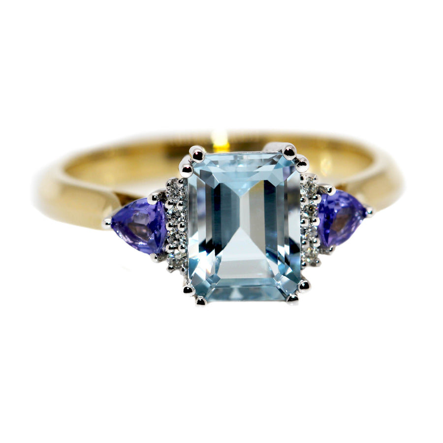 Aquamarine, Tanzanite & Diamond Dress Ring