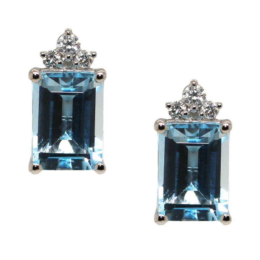 Aquamarine & Diamond Studs