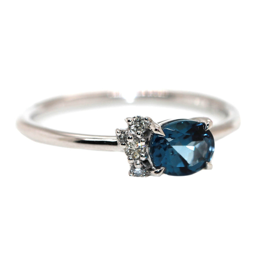 London Blue Topaz, Diamond & White Gold Dress Ring