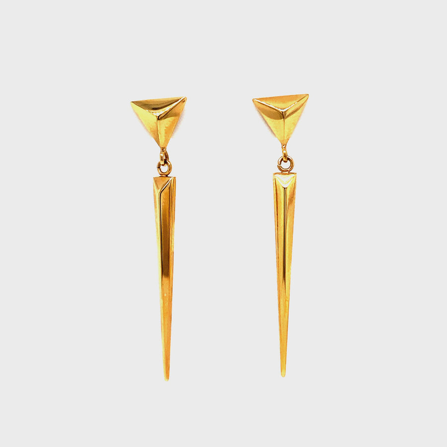 Stainless Steel & Rose Gold Plated Spear Drop Earrings
