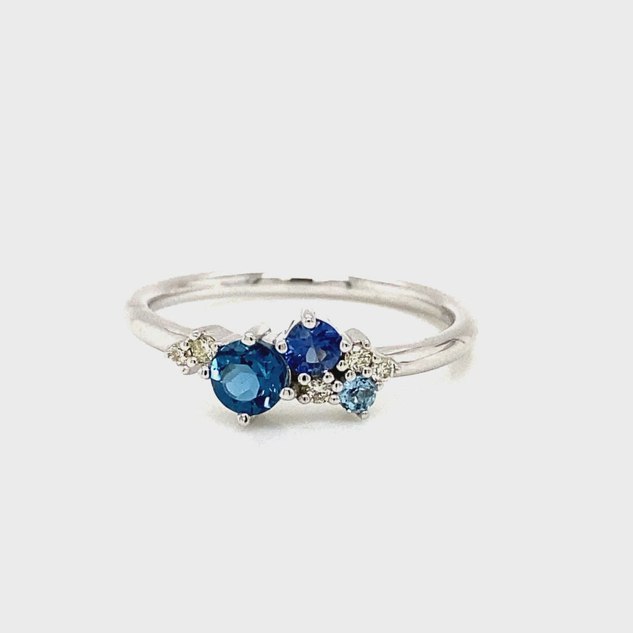 Ceylon Sapphire & Blue Topaz Cluster Set Dress Ring
