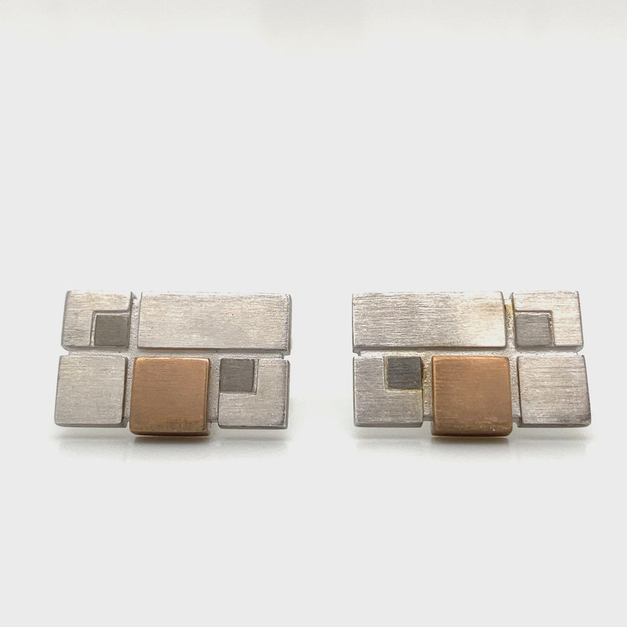 Sterling Silver & Rose Gold Plated Geometric Cufflinks