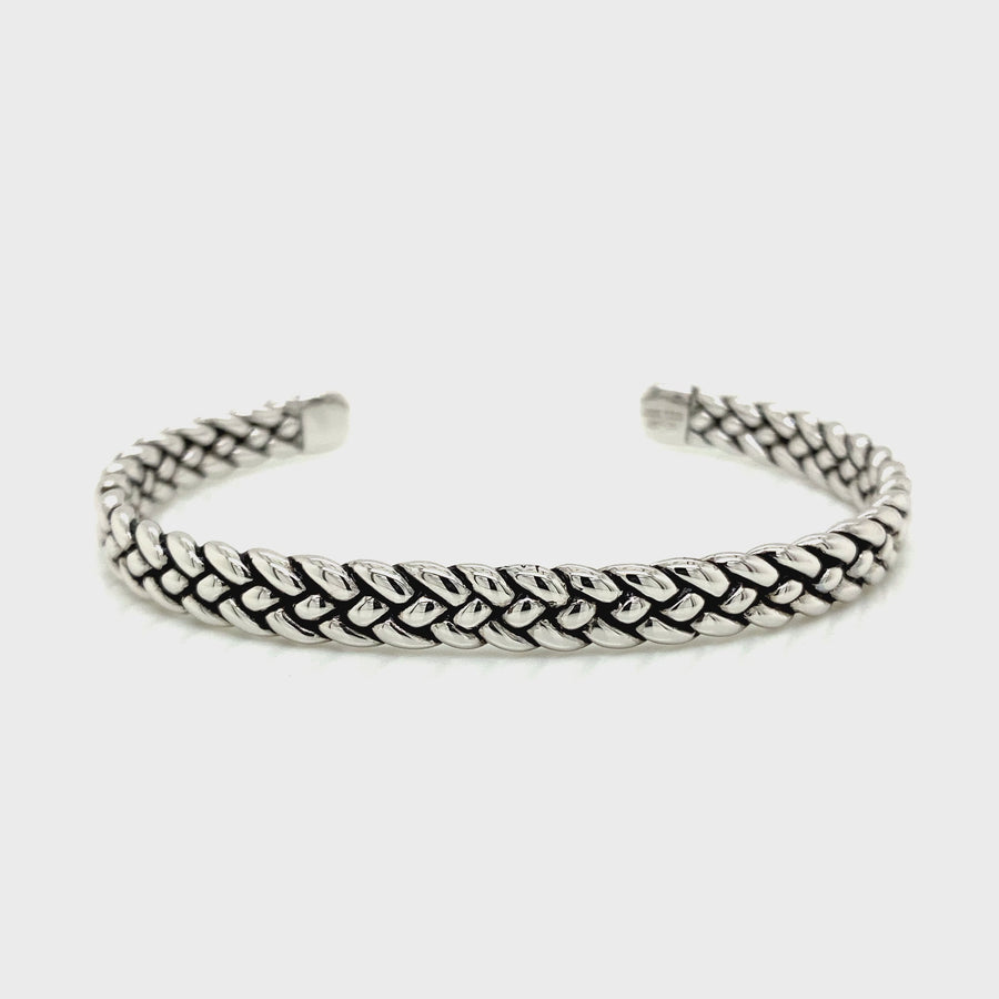 Sterling Silver Plaited Gents Cuff