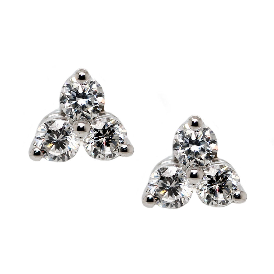 Diamond & White Gold Three Prong Studs